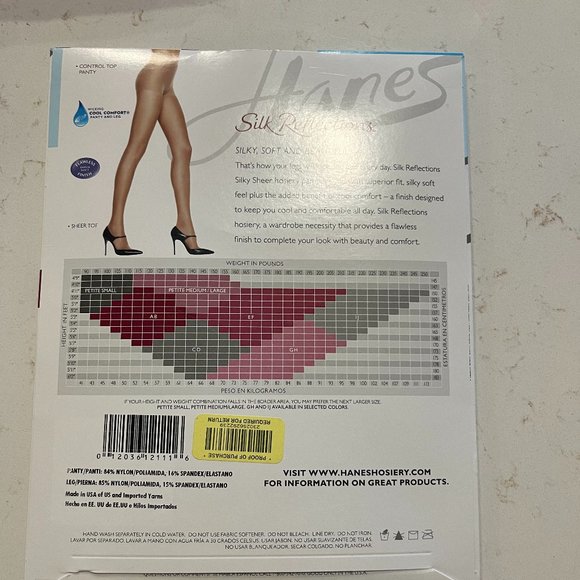Pantyhose  Hanes Silk Reflection Silky Sheer 717 Control Top Quicksilver  NOS - Picture 2 of 2